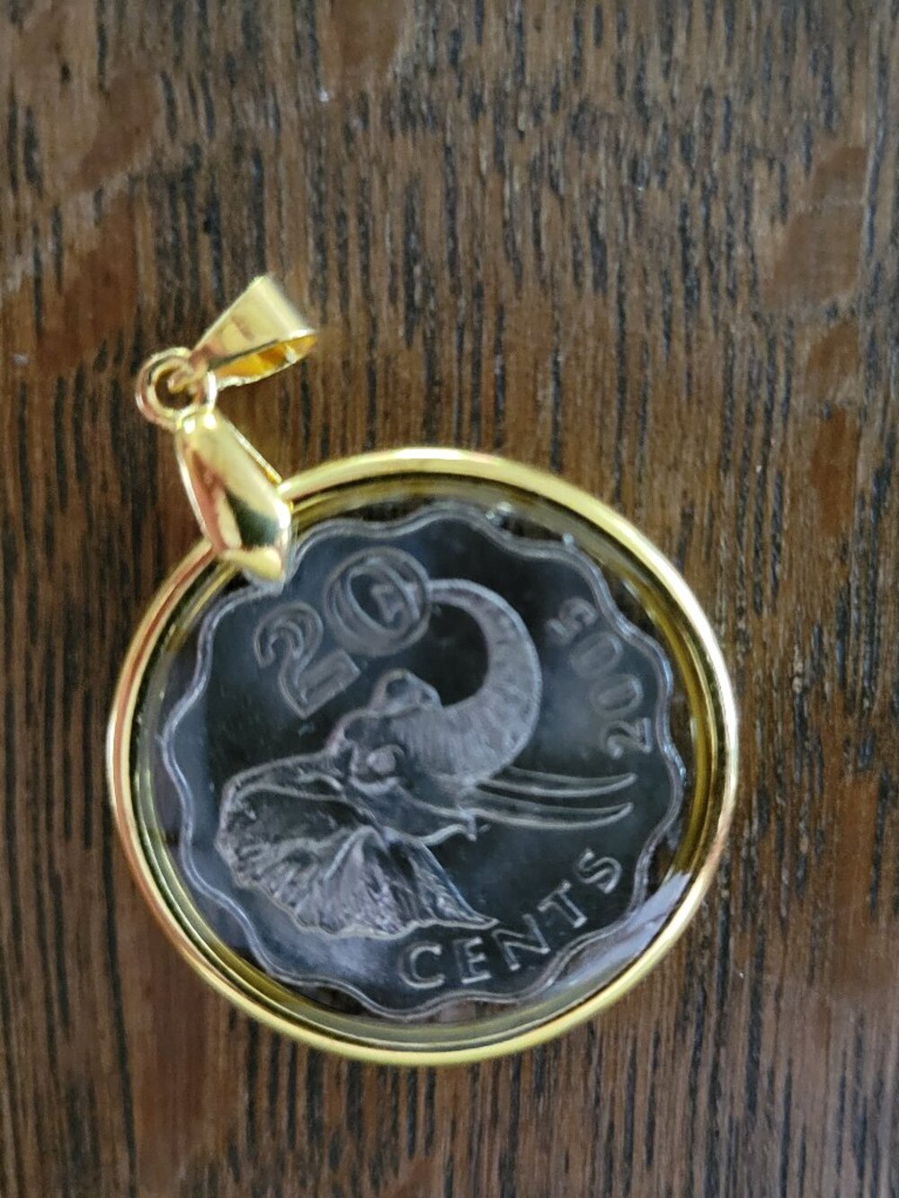 2005 Swaziland 20 Cents Coin Pendant | African Elephant (Handcrafted Resin)